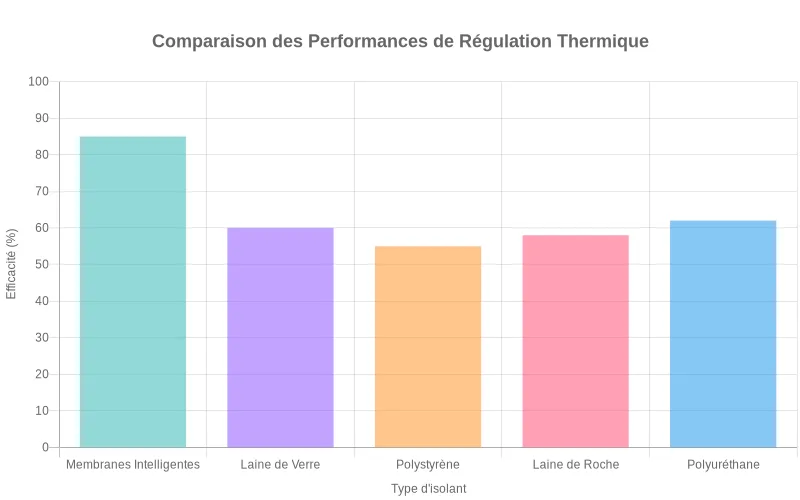 Comparaison des performances thermiques :  membranes auto-régulantes surpassant isolants classiques en efficacité énergétique