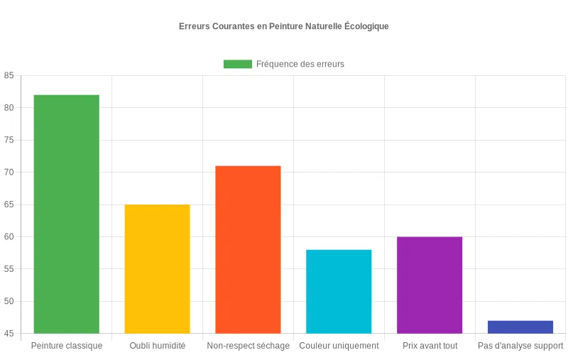 Bar chart présentant la fréquence des erreurs fréquentes lors d’un projet de peinture naturelle écologique, classées par type.