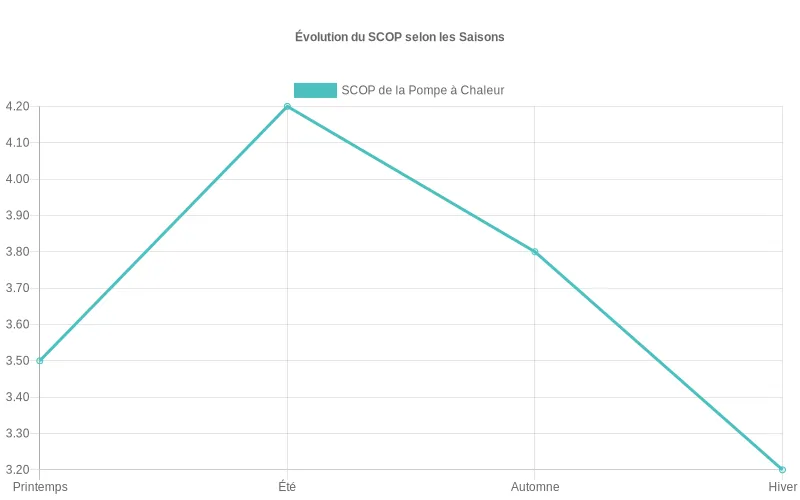 Comparatif des valeurs SCOP entre marques de pompes à chaleur montrant leurs performances énergétiques relatives