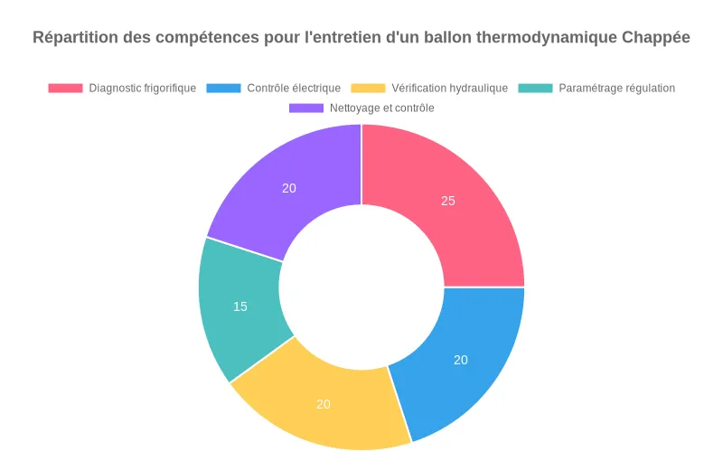 Répartition des compétences techniques chez les professionnels d'entretien, avec prédominance de la maîtrise Chappée et outils spécialisés.