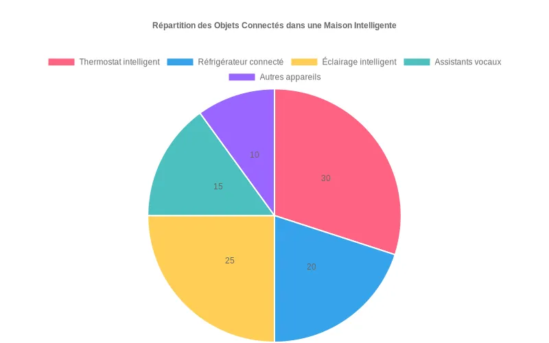 Répartition des équipements connectés dans une maison intelligente en pourcentages