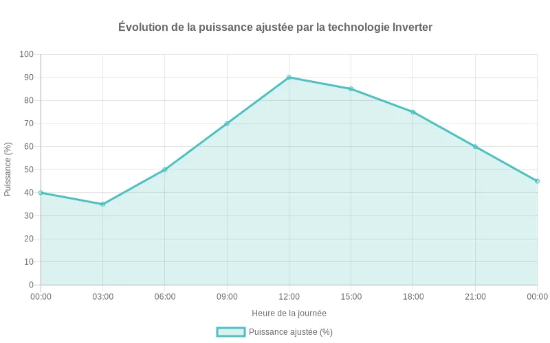 Bar Chart comparant l'efficacité énergétique des climatiseurs Mitsubishi aux systèmes conventionnels, montrant des économies significatives.