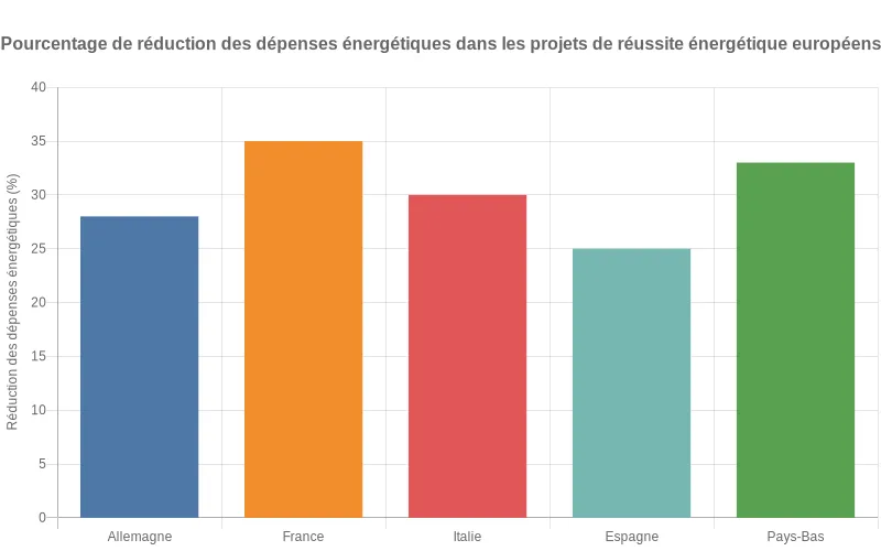 Analyse comparative des économies d'énergie réalisées par divers projets européens financés par des fonds de l'UE.